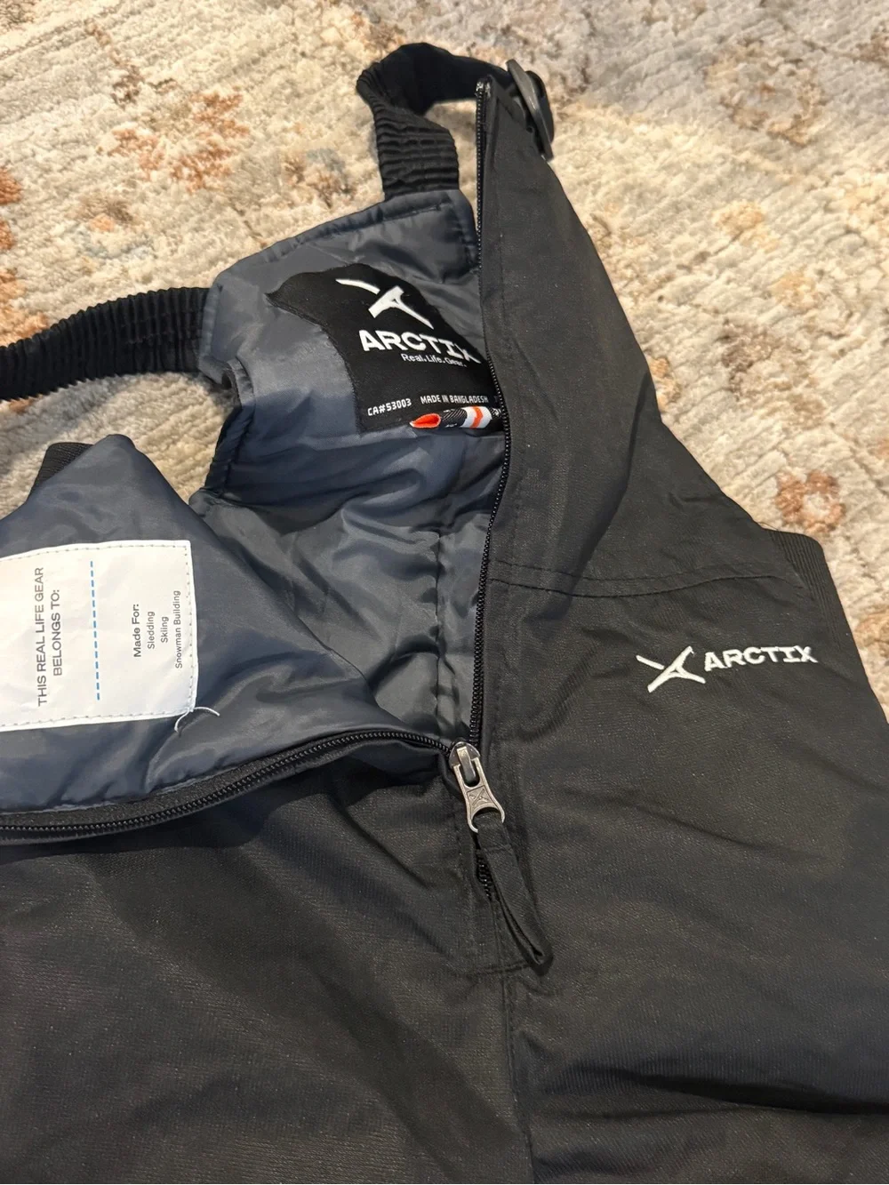 Arctix Kids Black Snow Overalls with Adjustable Straps